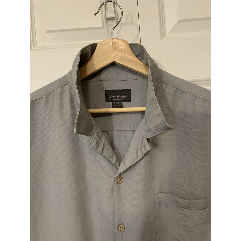 David Taylor Collection Men's Sz XL Button Up Camp Shirt NICE‎ Gray Rockabilly